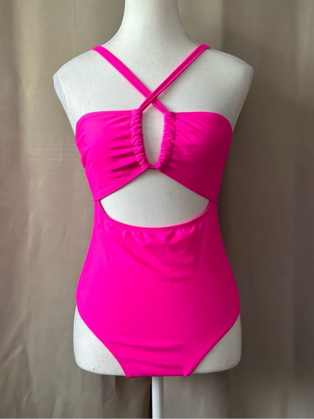 Hot Pink One-Piece Swimsuit with Cutout Size M